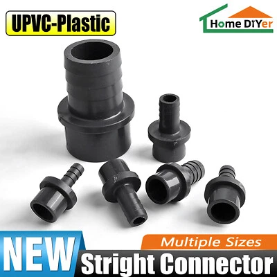 HOME DIYER PVC 20/25/32/50/63mm Stright Connector Fitting Plain Spigot x Barb Hose Tail End