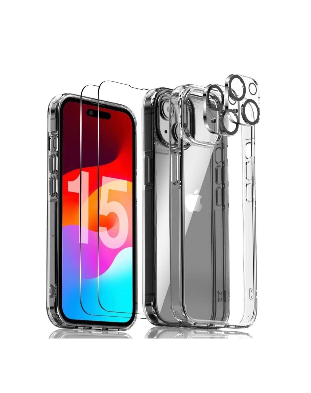 Aven 5 in 1 for iPhone 15 Case, with 2 Tempered Glass Screen & 2 Lens Protectors-image