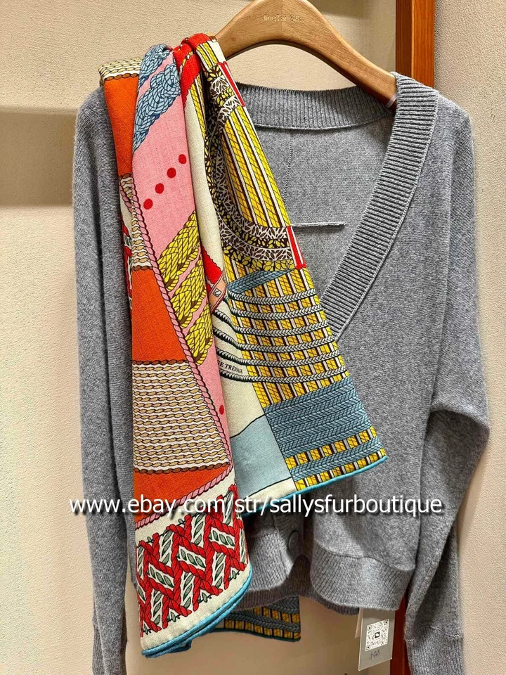 Шарф Sallys 70% кашемир 30% шелк с геометрическим принтом шаль с двойным лицом 53 дюйма - Изображение 2 из 4