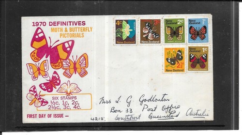 NEW ZEALAND 1970. FIRST DAY COVER. MOTH & BUTTERFLY. MINT STAMPS.AS PER SCAN. - Zdjęcie 1 z 3