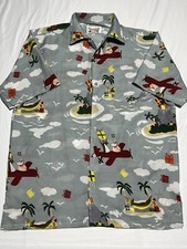 WAIKIKI CREATIONS HAWAIIAN Shirt Mens Large SANTA CLAUS / REINDEER Christmas