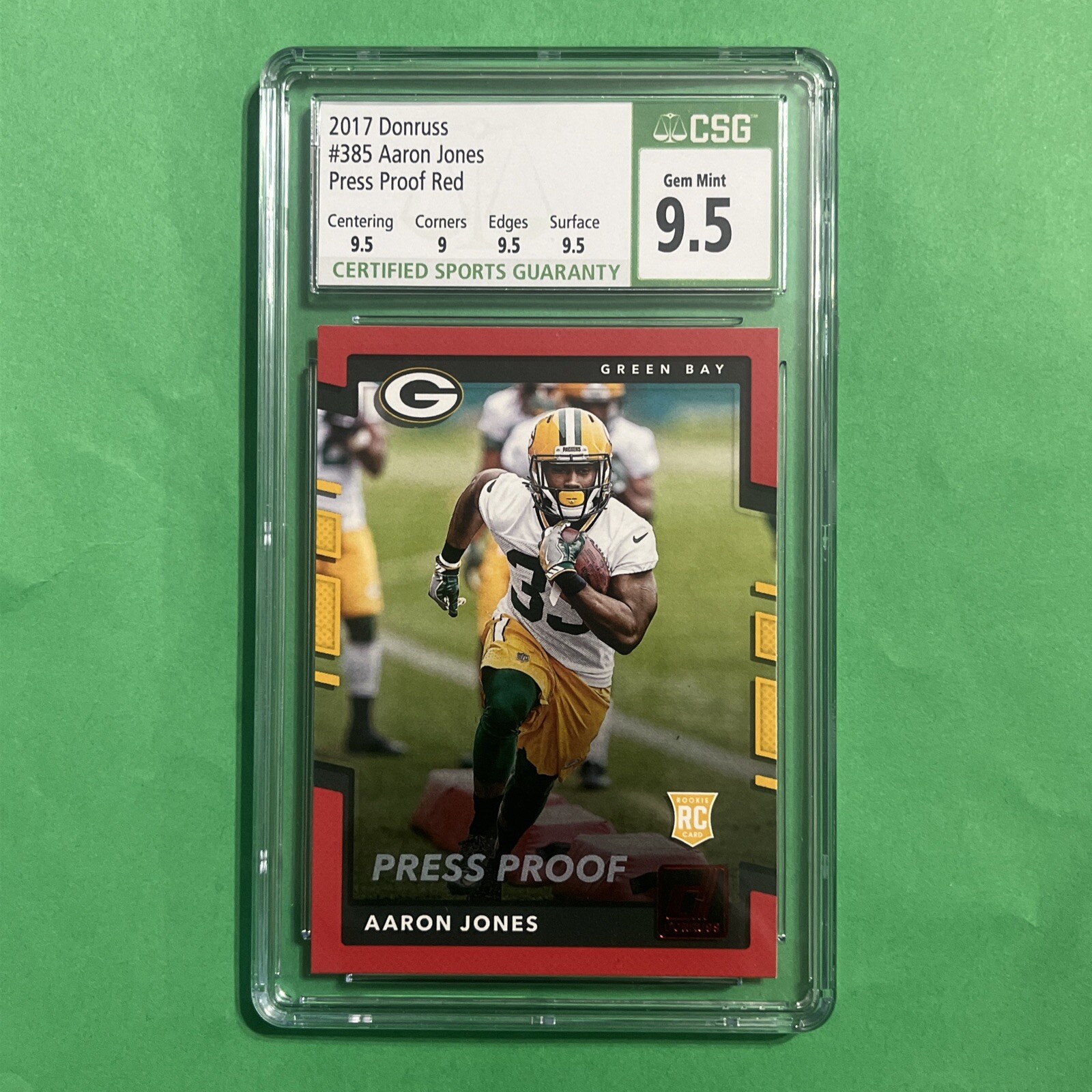 Aaron Jones 2017 Donruss Football Red Press Proof Rookie #385 Packers/Vikings