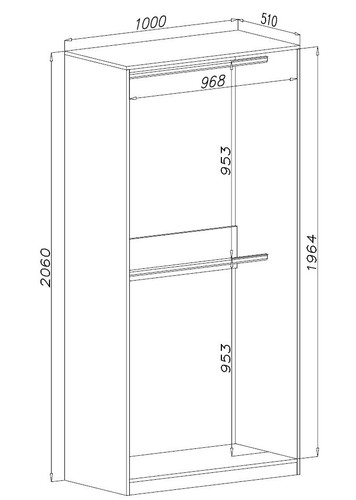 Marmex TRES 01 Kleiderschrank 100 cm mit zwei Kleiderstangen, Ankleidezimmer - Bild 4 von 7