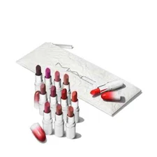 MAC Lips by the Dozen 12pc Mini Powder Kiss Lipstick Set + Travel Bag $180 Value