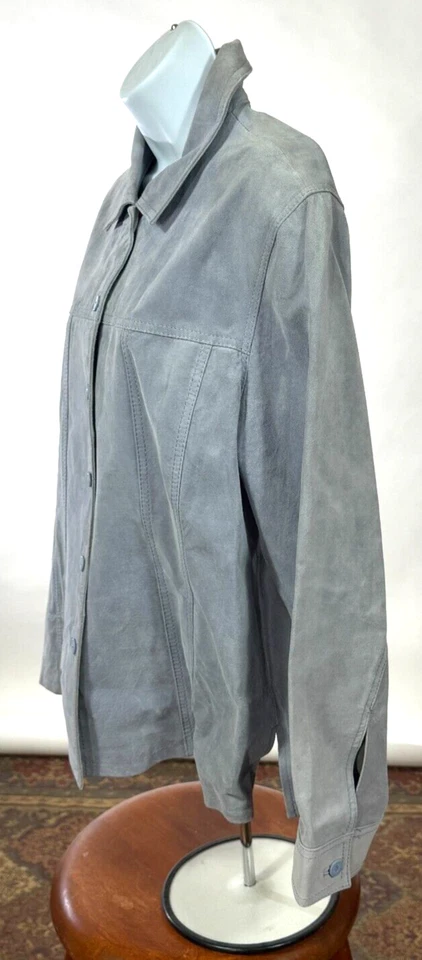 Blazer chaqueta de cuero de gamuza azul grande Bernardo para mujer Foto 3 de 4