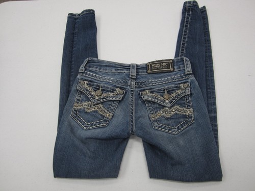 MISS ME Buckle LOW RISE SKINNY RHINESTONE EMBELLISHED JEANS 24 x 31 JE1072S2R - Picture 2 of 7