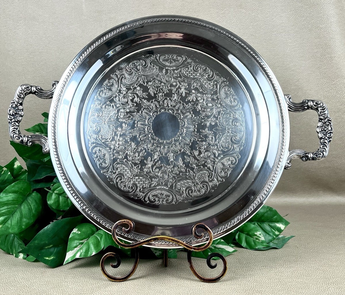 F. B. Rogers Silver Co. 1883 Serving Tray #2391 - Silver on Copper