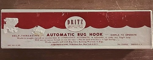 Vintage DRITZ Self-Threading Automatic Rug Hook Box & Instruction Booklet 1946 - Picture 2 of 7