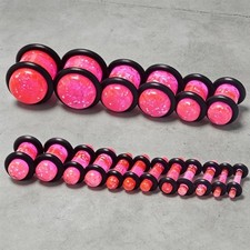 18pcs Acrylic Pink Ear Gauges Kit Taper O-Ring Plug Piercing Stretching 14G-00G