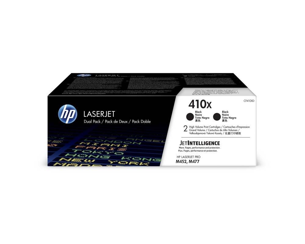 Lot de 2 toners HP 410X LaserJet authentiques grande capacité pour une impression de qualité supérieure