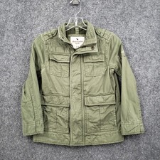 Abercrombie  Fitch Jacket Kids Boys 7 8 Green Full Zip Military Field Utility