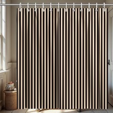 Modern Striped Shower Curtain 72x72 Inch with Hooks, Vertical Beige and Black...