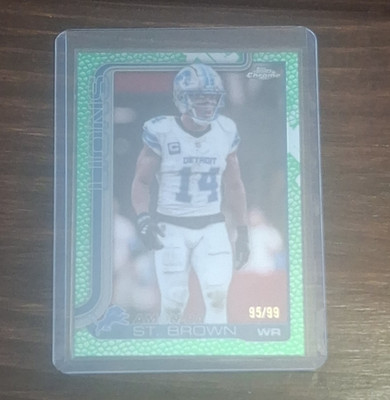Topps Chrome 2025 Amon-Ra St. Brown Detroit Lions #98 Green 95/99🚀