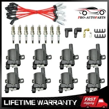 8PACK Round Ignition Coil w/Spark Plug & Wire For Chevy Silverado 1500 GMC UF262