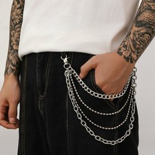 Men's Punk Layered Wallet Chain Links Gothic Keychain Pants Chain Purse Strap