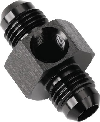 6AN Male to 6AN Male Flare Fuel Pressure Gauge Take Off Fitting Adapter Black