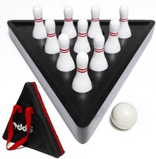 Shuffleboard Bowling Pin Set with 10 Pcs Premium Hardwood Bowling Pins Durabe...