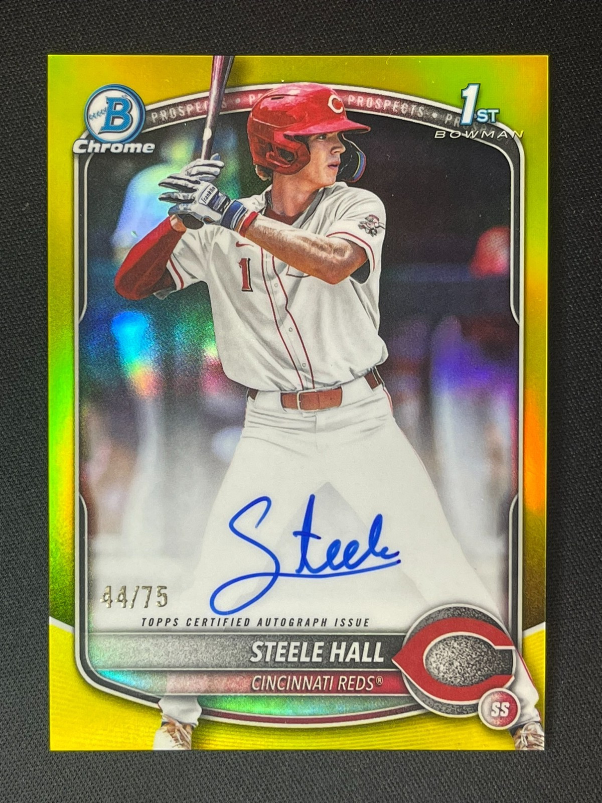 STEELE HALL /75 YELLOW 1ST ON CARD AUTO AUTOGRAPH 2025 BOWMAN DRAFT CHROME REDS