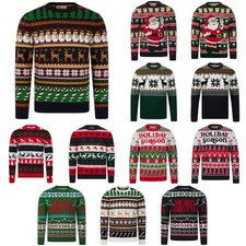 Men's Christmas Jumper Funny Novelty Santa Xmas Knitted Sweater Sweatshirt Top