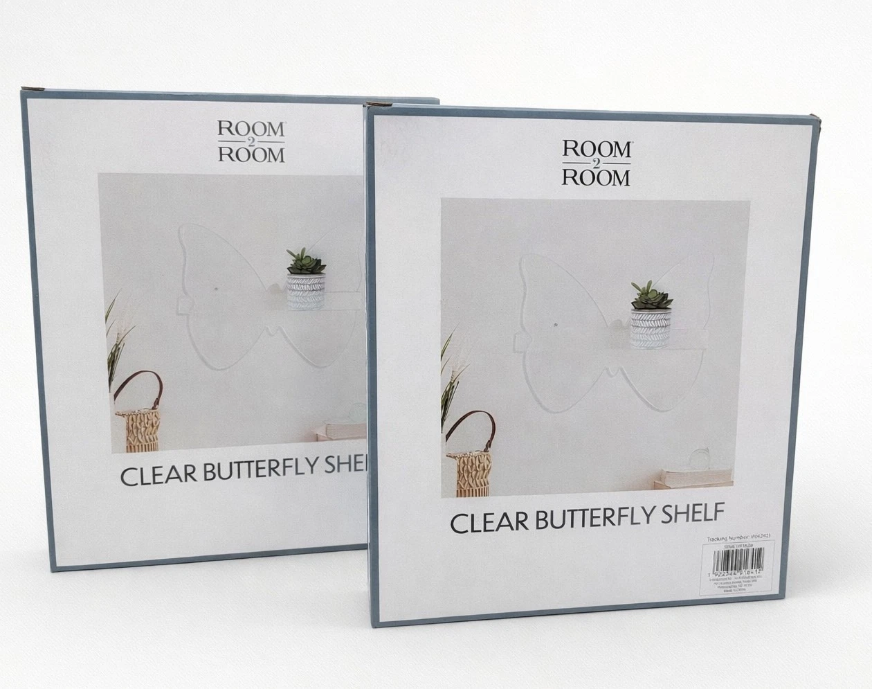 Room 2 Room Clear Butterfly Shelf Set of 2 Wall Mounted Hardware Included