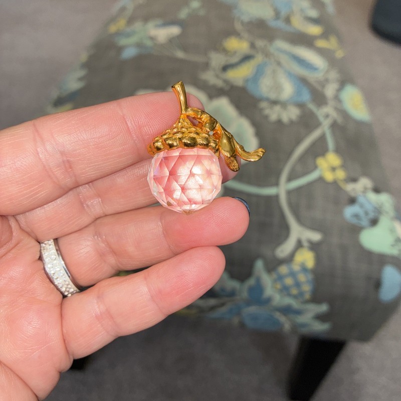 Swarovski Trimlite Crystal Clear Acorn Figurine w/ Gold Top