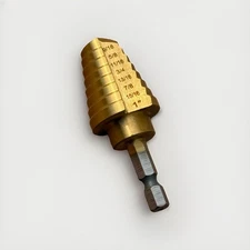 8 steps HSS Titanium Step Drill Bit 9/16"" to 1" w/ Quick Change 1/4” Shank
