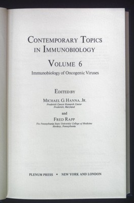 Immunobiology of Oncogenic Viruses. Contemporary topics in immunobiology, 6 Hann