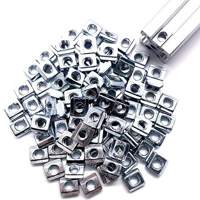 100pcs 2020 Series Sliding T-Nuts Metric M5 Thread Slide in Hammer M5, Silver