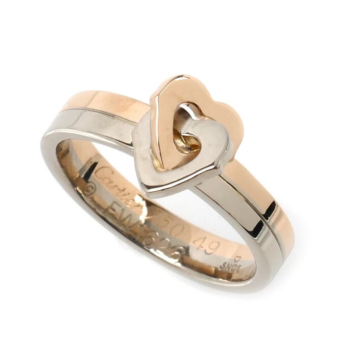 Cartier Double Heart Ring 750PGWG US#4-1/2~4-3/4 P0071002