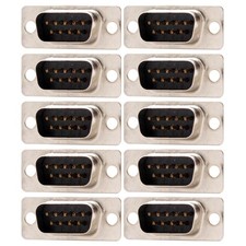 10x DB9 9 Pin RS232 Serial Port Male Connector Cup Solder Socket Assembly Gold
