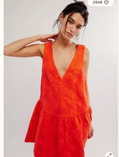 Free People About Town Mini Dress Scarlet Ibis Oversized Small New*  RK531