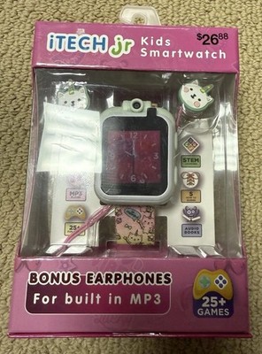 iTech Junior Kids Earbuds & Smartwatch Set - Cat Print