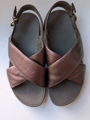 FitFlop Sandalen Lulu Criss Cross lila metallic pflaume metallic Damen UK Größe 5