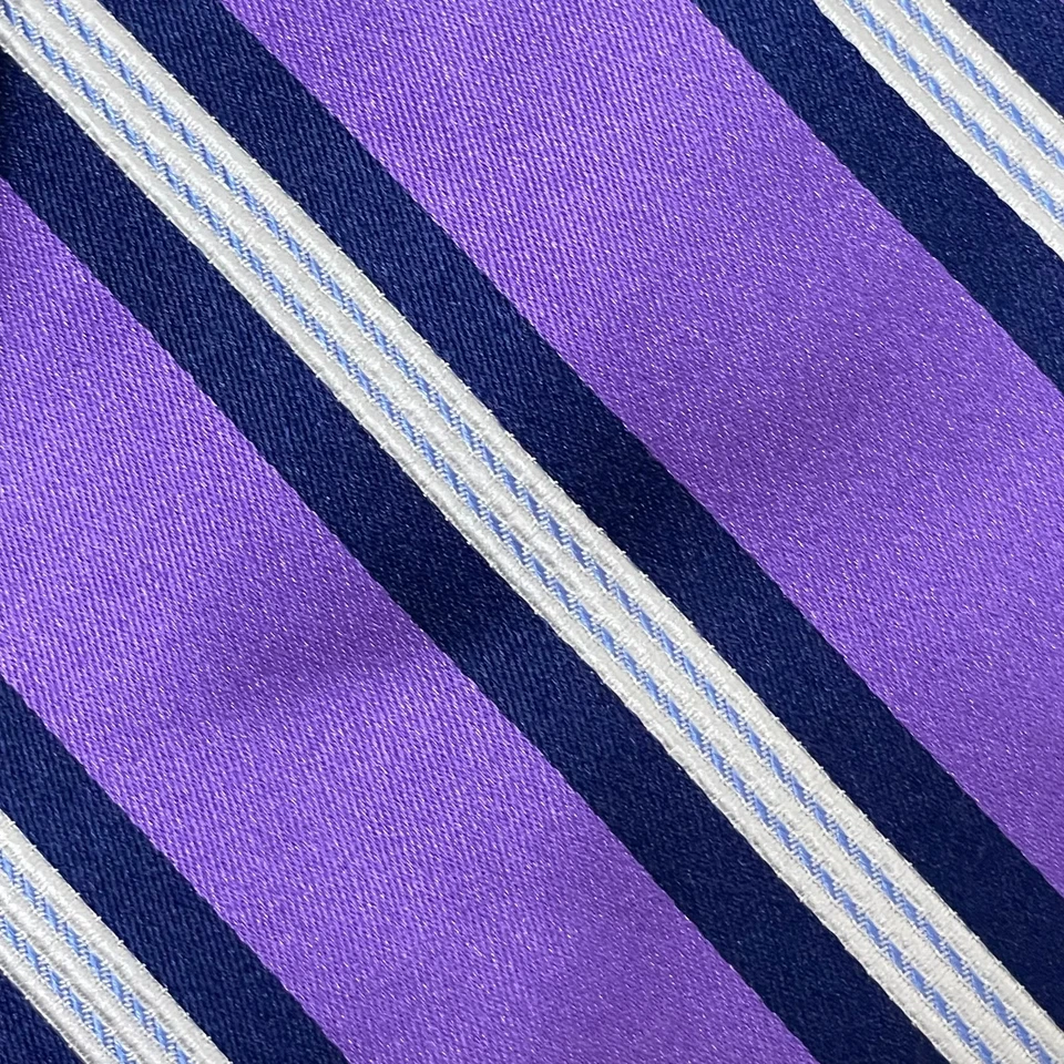 Corbata de seda Ike Behar New York rosa granate a rayas 3,5x61 Preppy dinero antiguo Foto 2 de 4