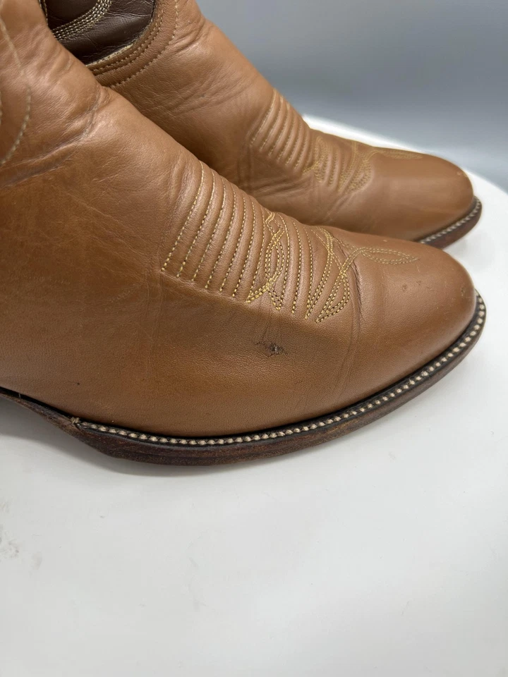 J Chisholm Boots Mens Size 10.5 D Brown Tan Western Cowboy Leather Made in USA - Image 4 of 4