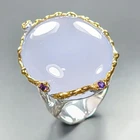 Jewellery 38 ct+ Natural Chalcedony Ring 925 Sterling Silver Size 7.5 /R462810