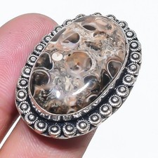 Turritella Agate Oval Shape Gemstone Adjustable Ring Handmade Jewelry FR 2495