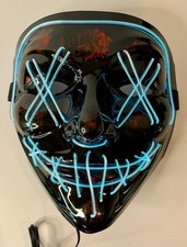 Light-Up LED Mask w/3 Modes Halloween Costume Clubbing Rave Cosplay Party READ