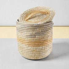 Handwoven Lidded Tall Basket | Kaisa Grass