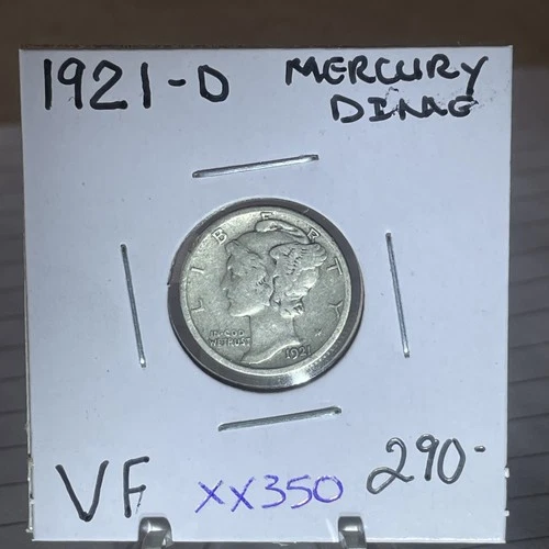 RAREST MERCURY DIME 1921 D  In  Nice VF Condition XX350