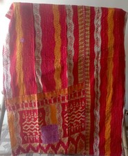 Indian Handmade Cotton Kantha Quilt Throw Blanket Bedspread Gudari Coverlet Twin