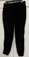 Members Mark City Pant Black Soot Womens Medium Zip Pockets Tie Waist