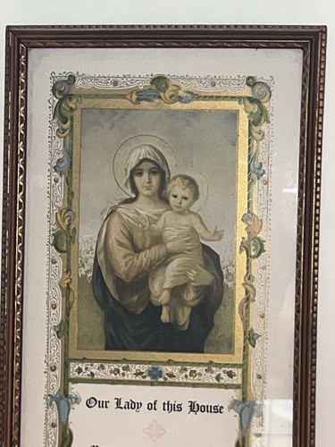 1926 ANTIQUE 17.5 x 7 OUR LADY OF THIS HOUSE WOOD ORNATE FRAMED RELIGIOUS LITHO - Picture 2 of 14