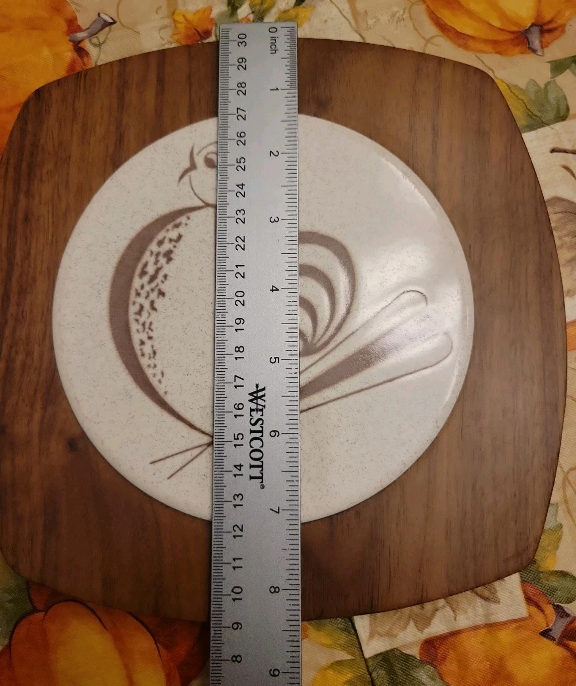 Vintage 1960s MCM Gladmark Wood- Ceramic Rooster Wall Plaque/Trivet 8.5" NICE image 6