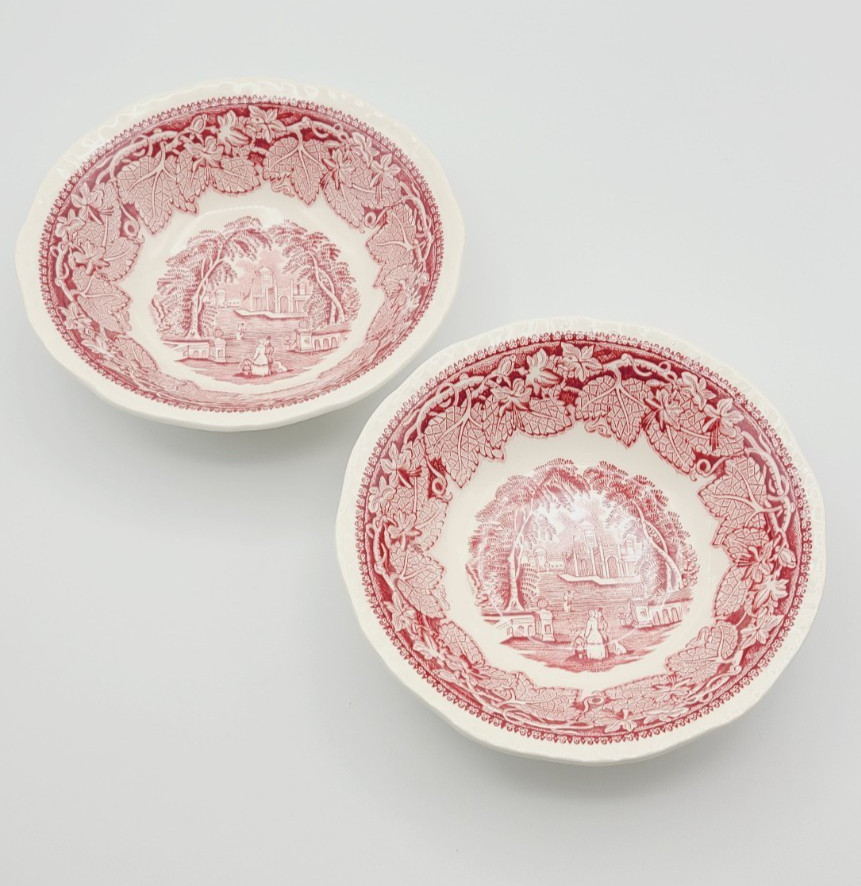 Vintage 1950s Mason's Vista Pink Ironstone Coupe Cereal Bowl Transferware