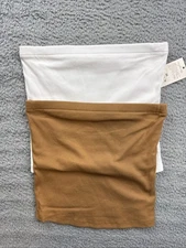 A New Day Womens XS White/Brown Strapless Tube Top Lot of 2