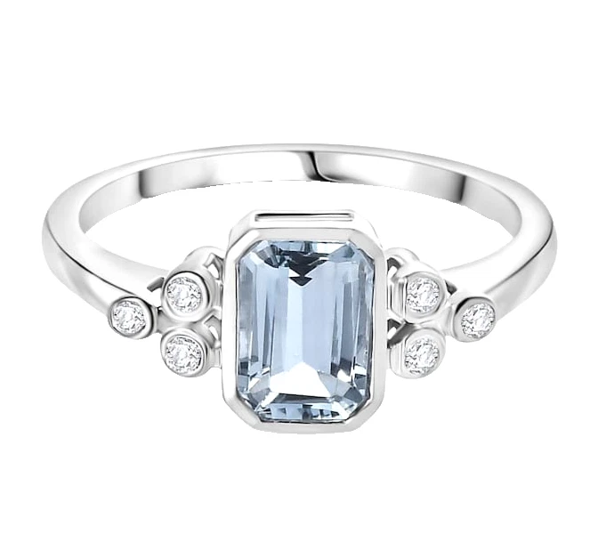 1.02 Karat Natürlich Aquamarin & Diamanten Solitaire Verlobungsring 14k Weiß - Bild 1 von 4