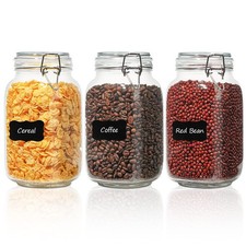 Airtight Glass Canister Set 3pcs 51oz Food Storage Jars for Kitchen Pantry