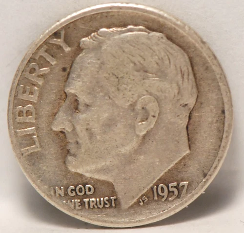 USA, 1957-D Mercury Dime, silver, .0723 oz., Fine, scratch!, NR, 2-2