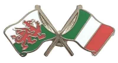 Wales & Italien Flaggen Freundschaft Höflichkeit Emaille Anstecknadel Abzeichen T340